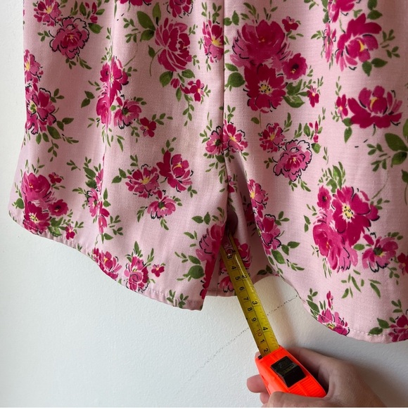 Zunie Girls Pink Floral Smocked Ruffle Sleeve Romper Size 14 Lined One Piece - Picture 6 of 10